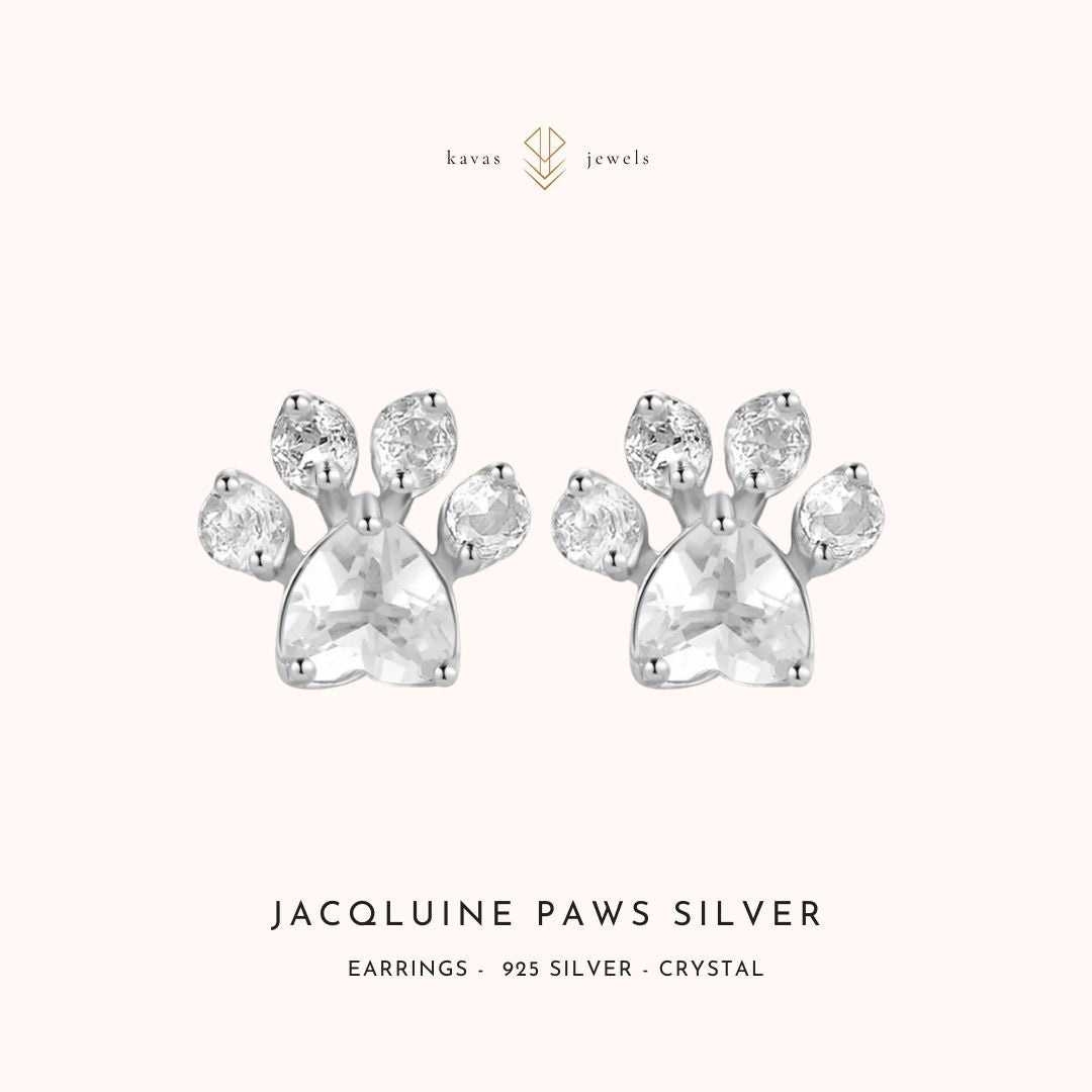Jacqluine Paws Silver Crystal Earrings