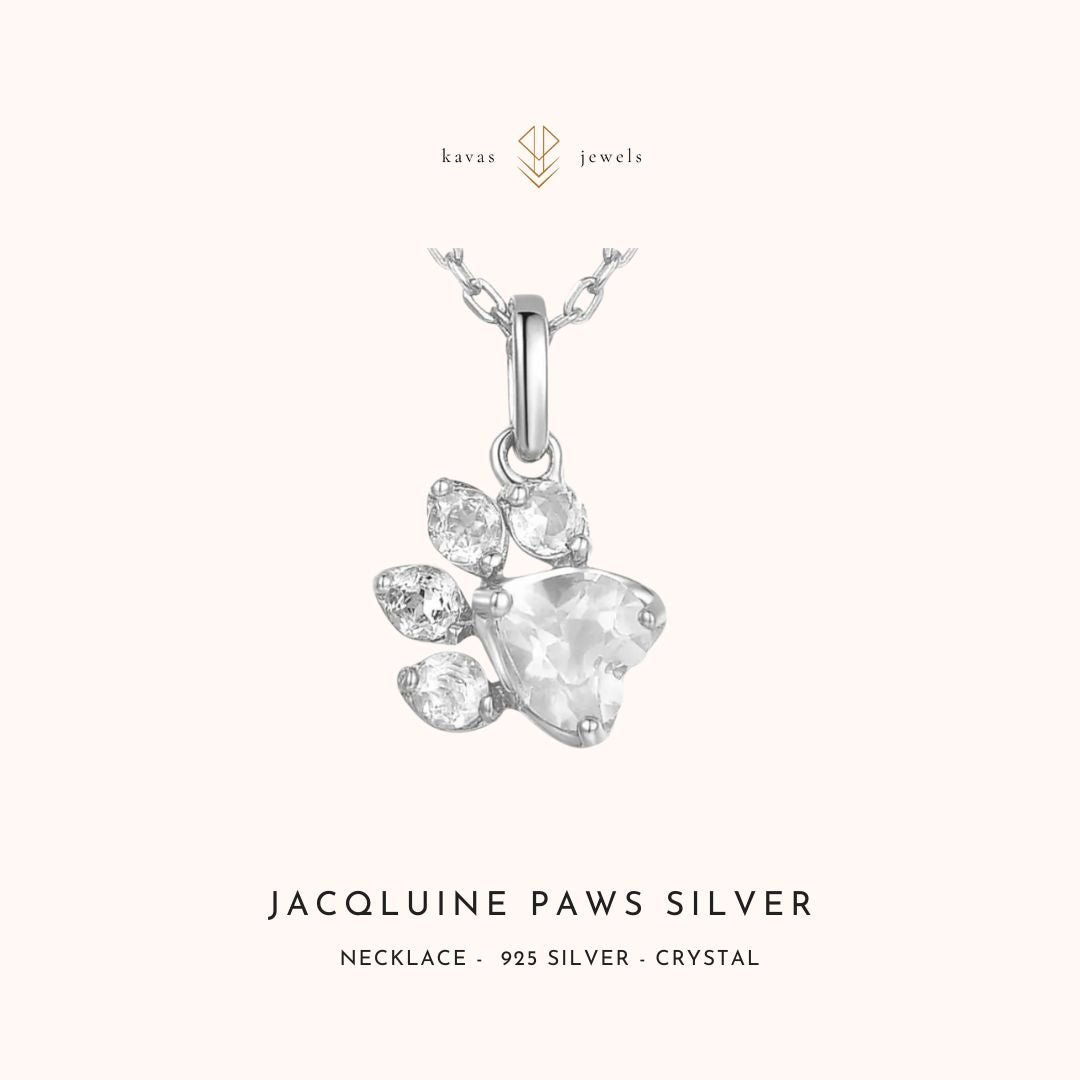 Jacqluine Paws Silver Crystal Necklace