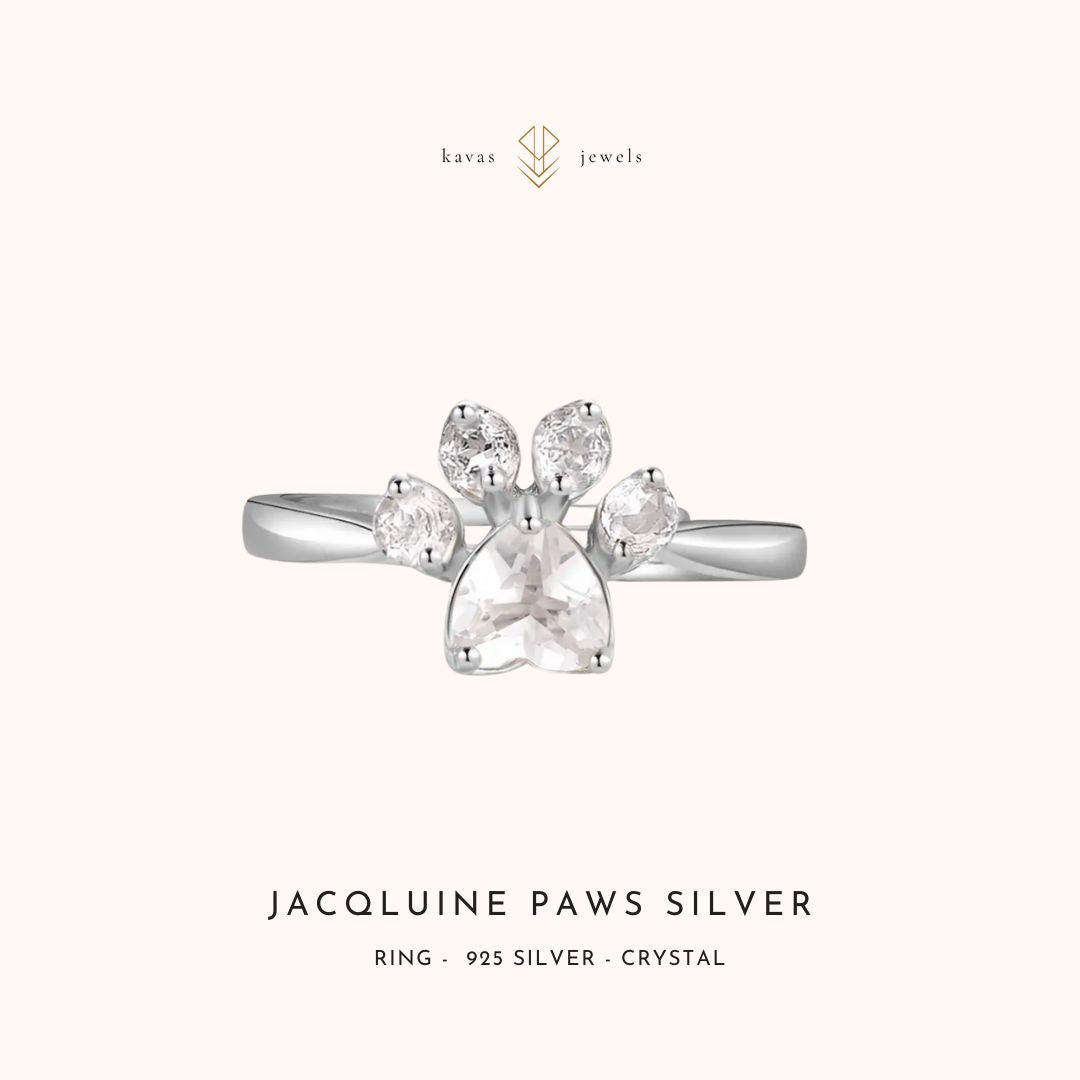 Jacqluine Paws Silver Crystal Ring