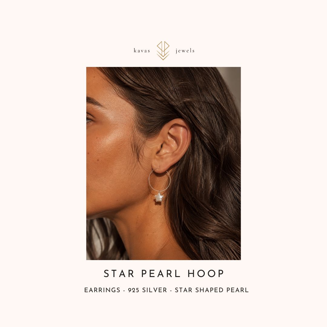 Star Pearl Hoop Earrings