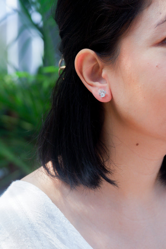 Jacqluine Paws Silver Crystal Earrings