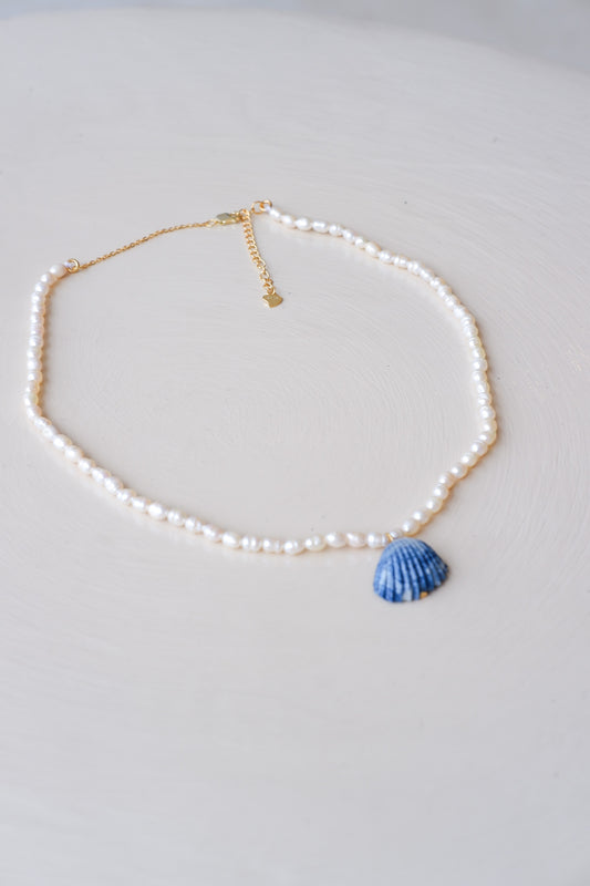 Baroque Pearl Deep Blue Shell Necklace