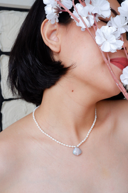 Baroque Pearl Mix Pink, Baby Blue, White Shell Necklace