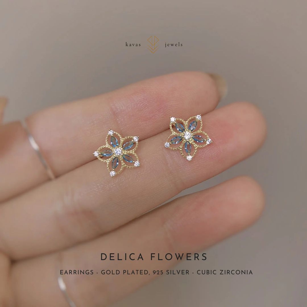 Delica Blue Flower Earrings