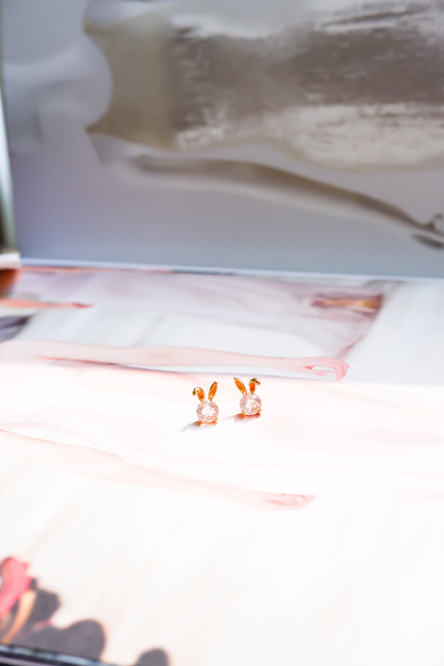 Eryka Rabbit Rose Quartz Earrings