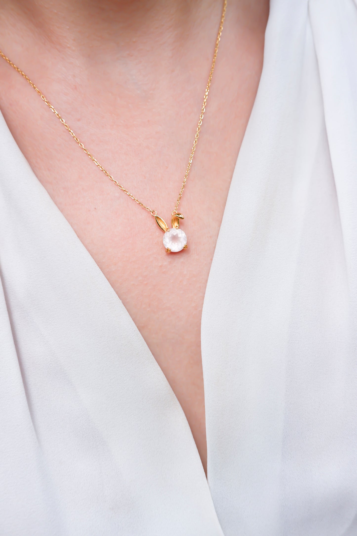 Eryka Rabbit Rose Quartz Necklace