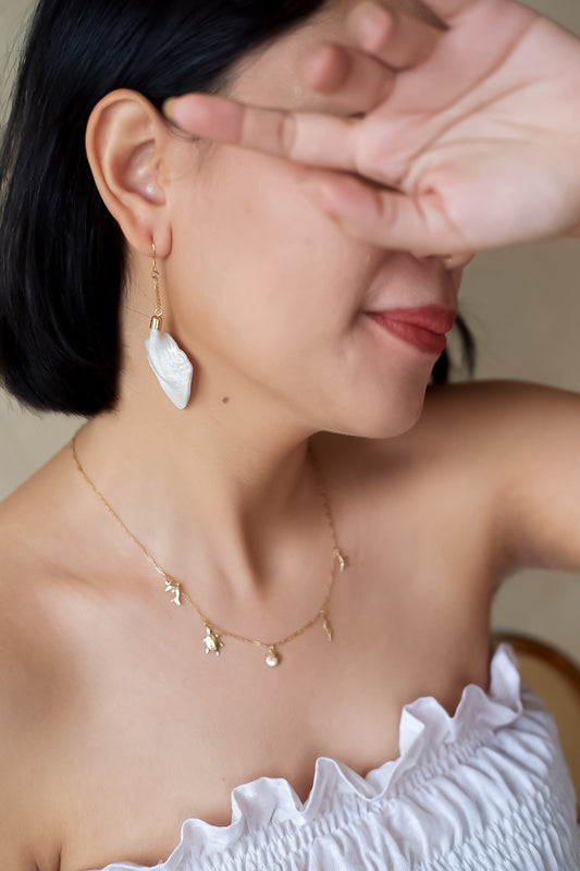 White Shell Long Earrings