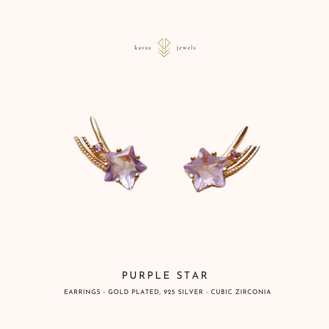 Purple Star Earrings