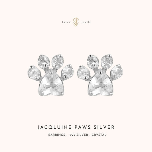 Jacqluine Paws Silver Crystal Earrings