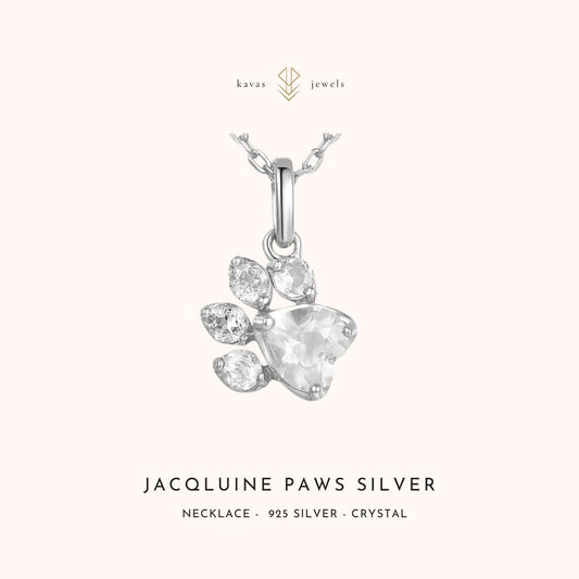 Jacqluine Paws Silver Crystal Necklace