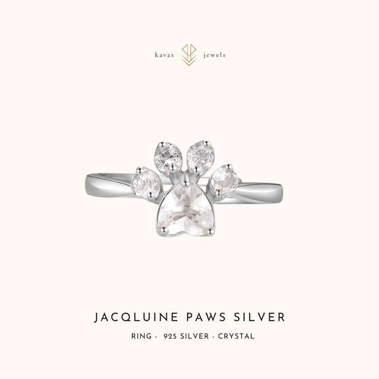 Jacqluine Paws Silver Crystal Ring