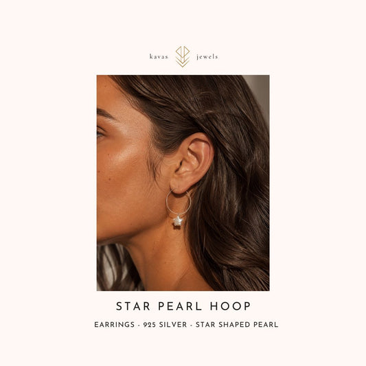 Star Pearl Hoop Earrings