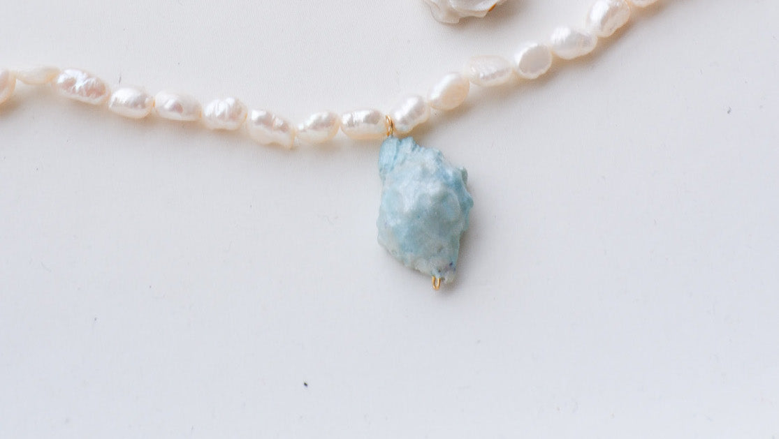 Baroque Pearl Baby Blue Shell Necklace