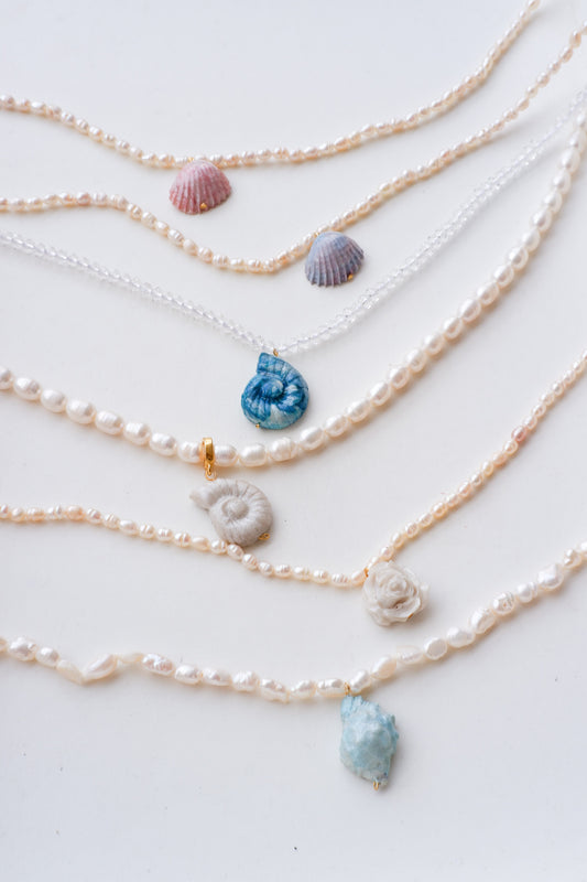 Baroque Pearl Baby Blue Shell Necklace