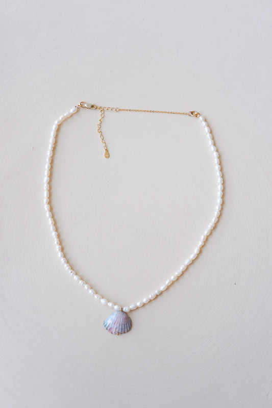 Baroque Pearl Mix Pink, Baby Blue, White Shell Necklace