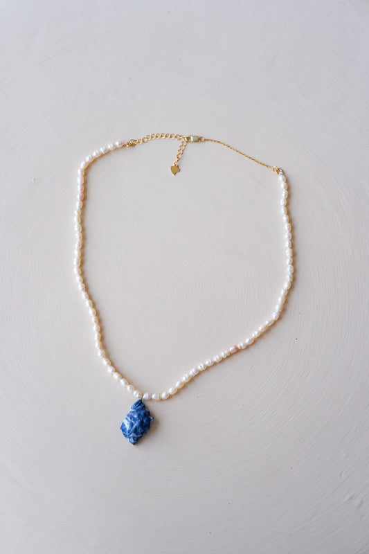 Baroque Pearl Deep Blue Shell Necklace