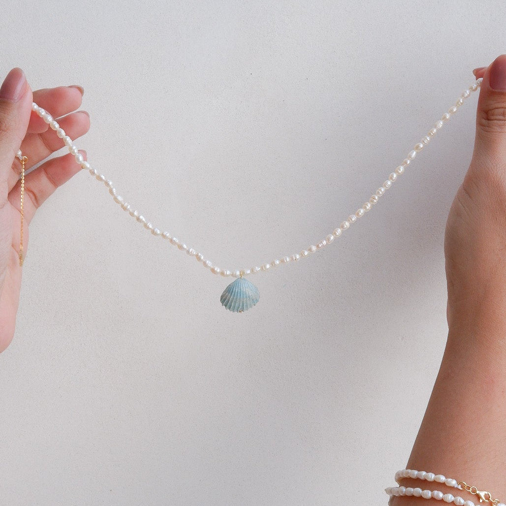 Baroque Pearl Baby Blue Shell Necklace