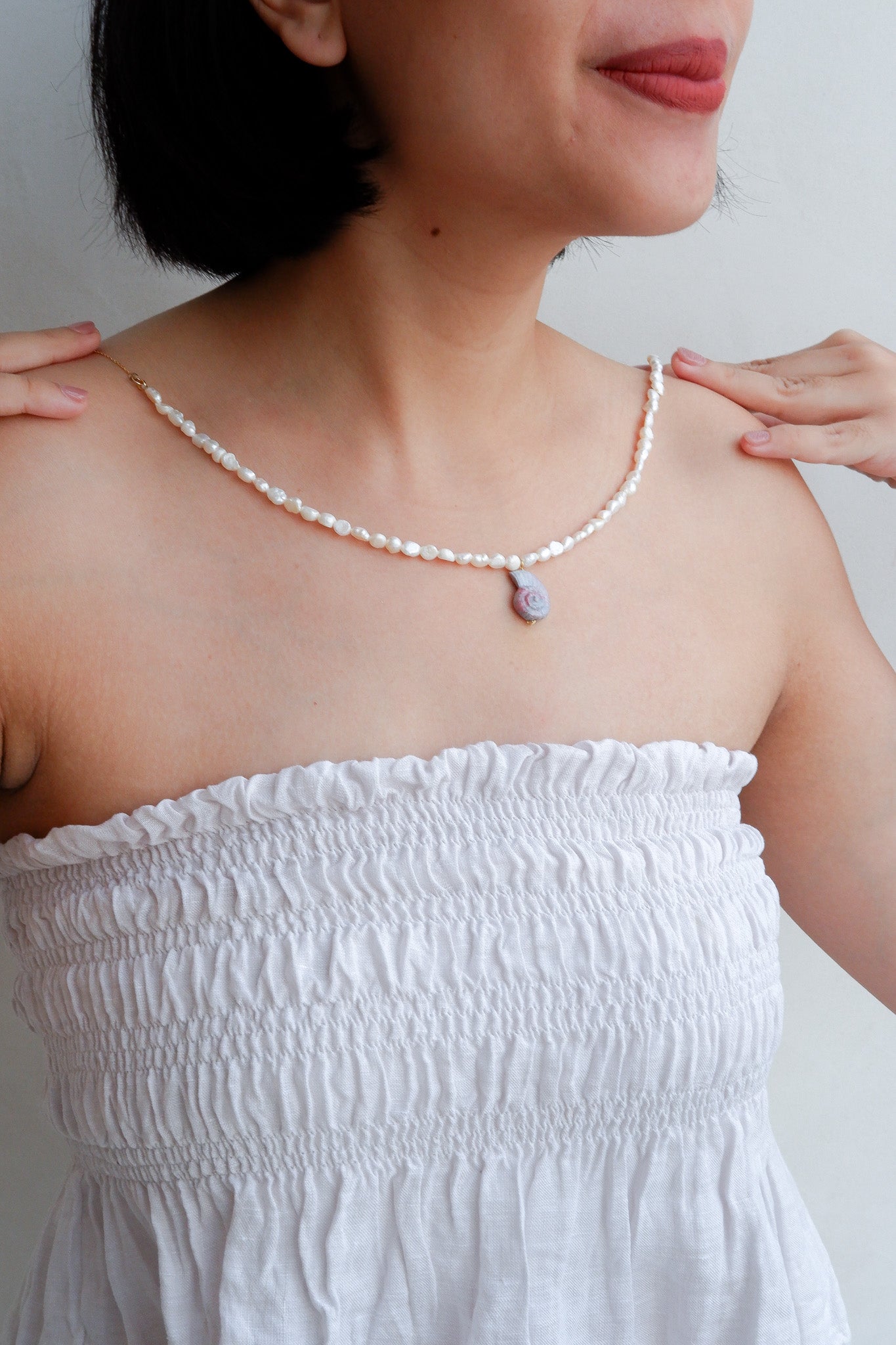 Baroque Pearl Mix Pink, Baby Blue, White Shell Necklace