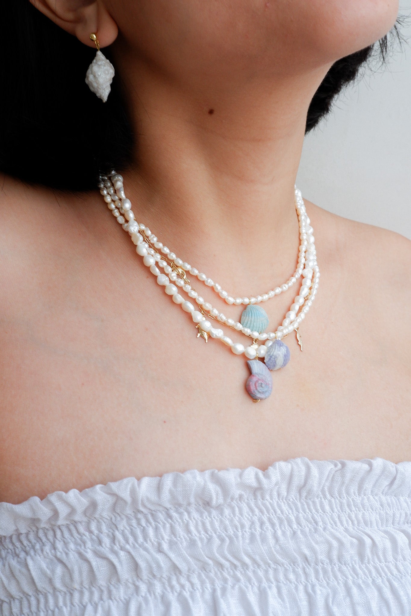 Baroque Pearl Lilac Shell Necklace