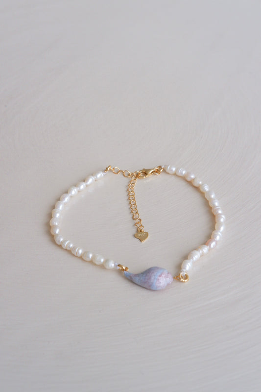 Baroque Pearl Mix Baby Blue, Pink, White Shell Bracelet