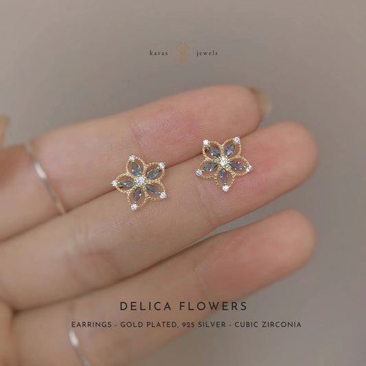 Delica Blue Flower Earrings