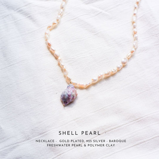Baroque Pearl Lilac Shell Necklace