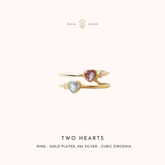 Two Hearts Blue Purple Ring