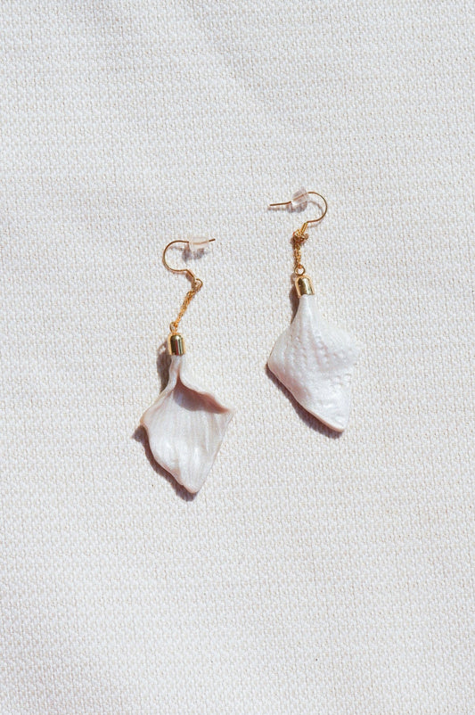 White Shell Long Earrings